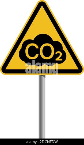 Symbole de nuage jaune noir symbole vecteur de signalisation routière d'avertissement de pollution par CO2 illustration Illustration de Vecteur