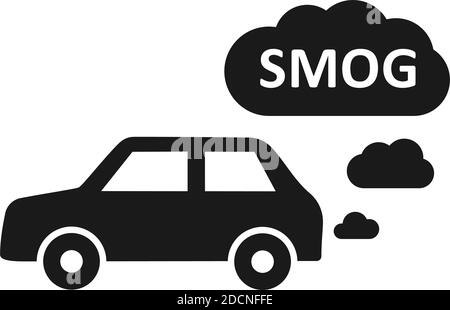 La circulation automobile avec des nuages d'échappement de smog symbole d'avertissement de pollution illustration vectorielle Illustration de Vecteur