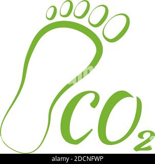 CO2 pied symbole vert contour écologique icône empreinte illustration du vecteur Illustration de Vecteur