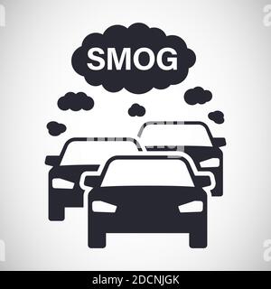 Les voitures et la circulation avec des nuages de smog symbolisant une icône d'avertissement de pollution illustration vectorielle Illustration de Vecteur