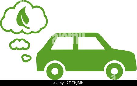 Voitures hybrides à économie de carburant avec icône d'économie de carburant sur le nuage d'échappement illustration vectorielle Illustration de Vecteur