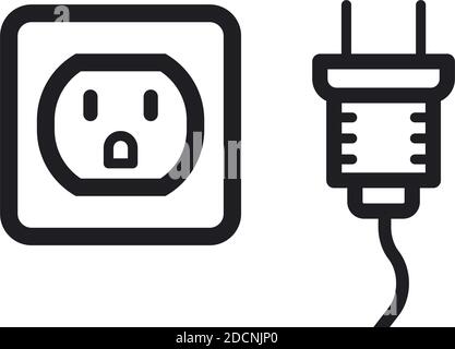 Prise de courant et fiche d'alimentation de type b, norme américaine icône d'illustration vectorielle Illustration de Vecteur