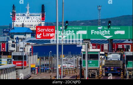 UK Ireland Trade, port de ferry de Holyhead, UK Irish Trade. Roro Ferry de Holyhead à Dublin. Fret routier en Irlande du Royaume-Uni. Stena Line Holyhead à Dublin Banque D'Images