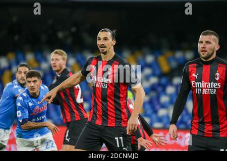 Naples, Campanie, Italie. 22 novembre 2020. Pendant le match de football italien Serie A SSC Napoli vs FC Milan le 22 novembre 2020 au stade San Paolo à Naples.in photo: ZATLAN IBRAHIMOVIC crédit: Fabio Sasso/ZUMA Wire/Alamy Live News Banque D'Images