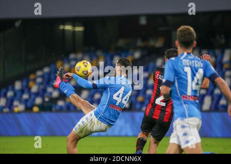 Naples, Campanie, Italie. 22 novembre 2020. Pendant le match de football italien Serie A SSC Napoli vs FC Milan le 22 novembre 2020 au stade San Paolo à Naples.in photo: MANOLAS crédit: Fabio Sasso/ZUMA Wire/Alay Live News Banque D'Images