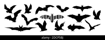 Grand ensemble de silhouettes noires des chauves-souris, vector Illustration de Vecteur