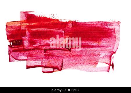 Traits de pinceau rouge isolés sur fond blanc. Illustration abstraite dessinée à la main Banque D'Images