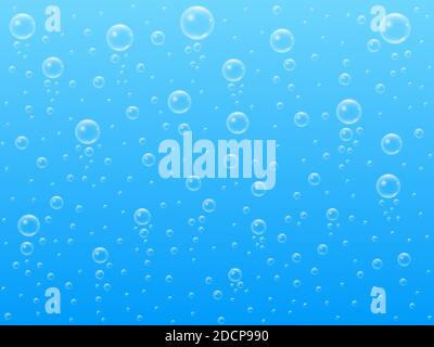 Bulles sur fond bleu. Bulles flottantes avec réflexion. Concept d'océan profond ou de mer. Effet sous-marin avec arrière-plan dégradé et doux. Vecteur Illustration de Vecteur