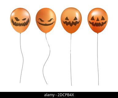 Ballons d'air mis en place pour halloween sur fond blanc. Bonne bannière Halloween. Illustration vectorielle Illustration de Vecteur