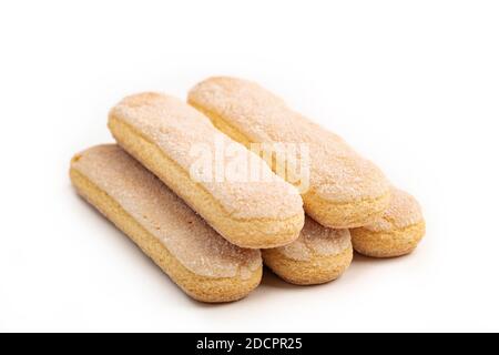 Biscuits Lady Finger sur fond blanc Banque D'Images