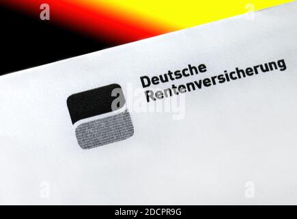 Lettre de la Pension Insurance allemande avec le logo de DEUTSCHE RENTENVERSICHERUNG , Allemagne Banque D'Images