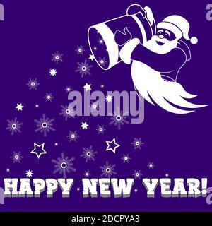 carte le père noël verse la neige d'un seau heureux nouveau année Illustration de Vecteur