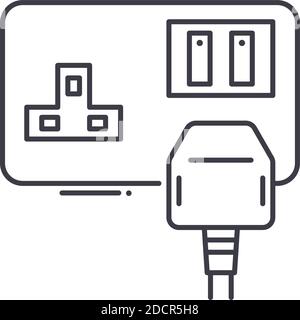 Icône de prise, illustration isolée linéaire, vecteur de ligne mince, signe de conception Web, symbole de concept de contour avec contour modifiable sur fond blanc. Illustration de Vecteur