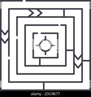 Icône de labyrinthe, illustration isolée linéaire, vecteur de ligne mince, signe de conception de Web, symbole de concept de contour avec contour modifiable sur fond blanc. Illustration de Vecteur