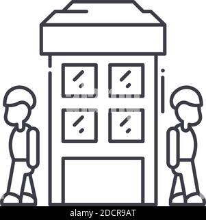 Icône d'isolation des personnes, illustration isolée linéaire, vecteur de ligne mince, signe de conception Web, symbole de concept de contour avec contour modifiable sur blanc Illustration de Vecteur