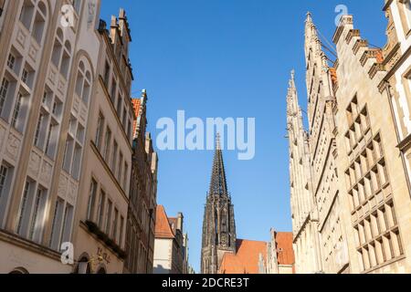 Allemagne ; Muenster, ville de la paix westphalienne ; Rhénanie-du-Nord-Westphalie ; Allemagne ; Prinzipalmarkt, Banque D'Images