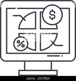 Icône d'idée de part de marché, illustration isolée linéaire, vecteur de ligne mince, signe de conception Web, symbole de concept de contour avec trait modifiable sur blanc Illustration de Vecteur