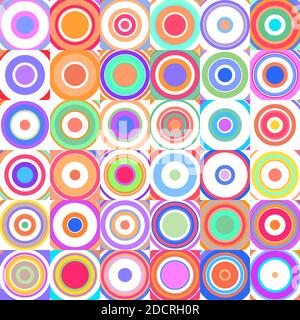 Répétition sans couture, Concentrique, radial, cercles rayonnants, anneaux, lignes. Ondulation, cercles rayonnés à effet spirale - illustrations vectorielles libres de droits, Illustration de Vecteur