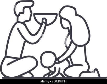 Icône de pique-nique, illustration isolée linéaire, vecteur de ligne mince, panneau de conception de Web, symbole de concept de contour avec contour modifiable sur fond blanc. Illustration de Vecteur