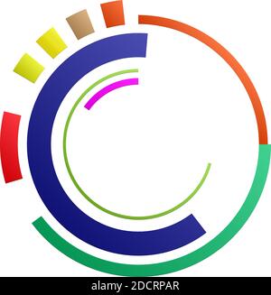 Geometric Sci-fi, Cybernetics, Cyber cercle segmenté, élément de conception d'anneau. HUD abstrait, GUI, forme circulaire de l'interface utilisateur – Illustration vectorielle de stock, clip art Illustration de Vecteur