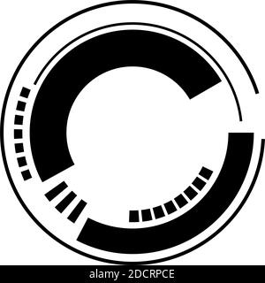 Geometric Sci-fi, Cybernetics, Cyber cercle segmenté, élément de conception d'anneau. HUD abstrait, GUI, forme circulaire de l'interface utilisateur – Illustration vectorielle de stock, clip art Illustration de Vecteur