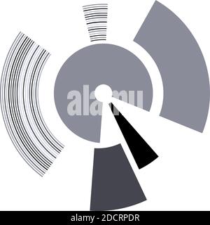 Geometric Sci-fi, Cybernetics, Cyber cercle segmenté, élément de conception d'anneau. HUD abstrait, GUI, forme circulaire de l'interface utilisateur – Illustration vectorielle de stock, clip art Illustration de Vecteur