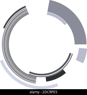 Geometric Sci-fi, Cybernetics, Cyber cercle segmenté, élément de conception d'anneau. HUD abstrait, GUI, forme circulaire de l'interface utilisateur – Illustration vectorielle de stock, clip art Illustration de Vecteur