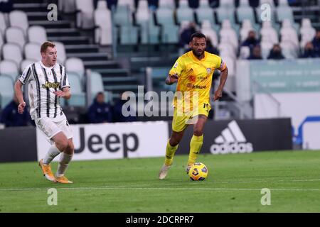 Joao Pedro de Cagliari Calcio en action pendant la série UN match entre Juventus FC et Cagliari Calcio. Juventus FC remporte 2-0 victoires sur Cagliari Calcio. Banque D'Images