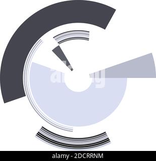 Geometric Sci-fi, Cybernetics, Cyber cercle segmenté, élément de conception d'anneau. HUD abstrait, GUI, forme circulaire de l'interface utilisateur – Illustration vectorielle de stock, clip art Illustration de Vecteur