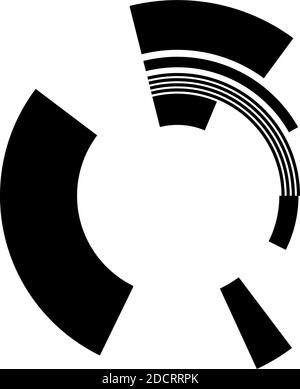 Geometric Sci-fi, Cybernetics, Cyber cercle segmenté, élément de conception d'anneau. HUD abstrait, GUI, forme circulaire de l'interface utilisateur – Illustration vectorielle de stock, clip art Illustration de Vecteur