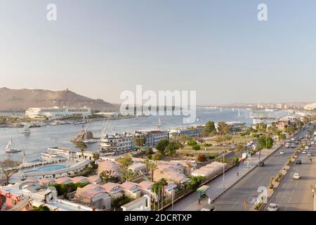 Vue sur le Nil, Assouan, Egypte Banque D'Images