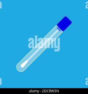 Tube à essai avec écouvillon. Test du coronavirus. Échantillon d'ADN. Bâtonnets de coton pour analyse nasale ou par écouvillon de salive. Kit de test. Échantillon de test à blanc. Vecteur Illustration de Vecteur