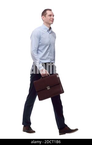 jeune homme avec un porte-documents en cuir en avant Banque D'Images