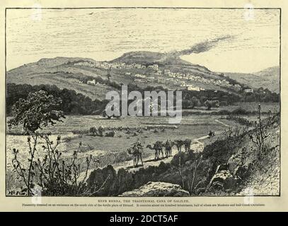 Kefr Kenna, la traditionnelle Cana de Galilée engravant sur le bois de la Palestine pittoresque, du Sinaï et de l'Égypte par Wilson, Charles William, sir, 1836-1905; Lane-Poole, Stanley, 1854-1931 Volume 2. Publié à New York par D. Appleton en 1881-1884 Banque D'Images