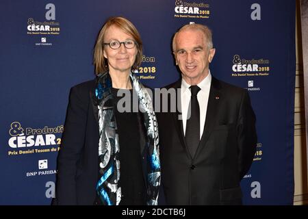 Françoise Nyssen, Alain Terzian assiste au Prix Daniel Toscan du Plantier 2018 lors du Diner des producteurs 2018 - Cesars 2018 a l'Hotel George V a Paris, France le 26 Fevrier 2018. Photo d'Alban Wyters/ABACAPRESS.COM Banque D'Images