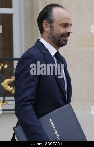 Premier ministre Edouard Philippe lors de la réunion hebdomadaire du Cabinet, Paris, France le 4 avril 2018 photo d'Henri Szwarc/ABACAPRESS.COM Banque D'Images