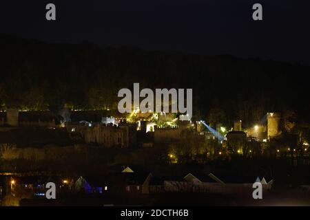 Château de Gwrych la nuit Banque D'Images