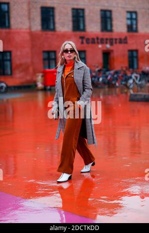 Street style, en arrivant au spectacle automne-hiver 2018-2019 de Freya Dalsjo qui s'est tenu à Norrebrohallen, à Copenhague, Danemark, le 31 janvier 2018. Photo de Marie-Paola Bertrand-Hillion/ABACAPRESS.COM Banque D'Images