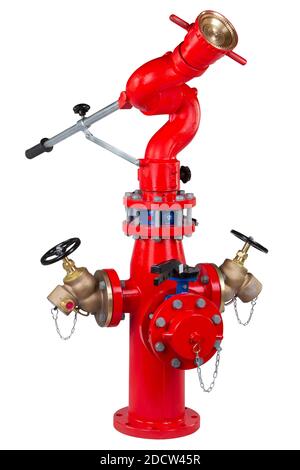 L'usine produit un grand nombre de bouches d'incendie. bouche d'incendie rouge dans l'usine. Banque D'Images