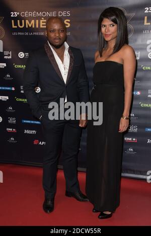 Frédéric Bukole, Nidhya Paliakara, participant à la 23e cérémonie de remise des prix Lumieres à l'Institut du monde arabe à Paris, France, le 5 février 2018. Photo d'Alban Wyters/ABACAPRESS.COM Banque D'Images