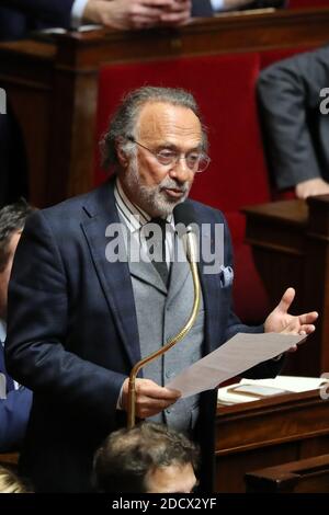 Olivier Dassault, membre du Parlement "les Républicains", lors d'une session "questions au Gouvernement" à l'Assemblée nationale française à Paris, France, le 14 février 2018. Photo de Henri Szwarc/ABACAPRESS.COM Banque D'Images