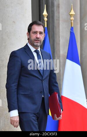 Ministre d'État chargé des relations avec le Parlement, attaché au Premier ministre Christophe Castaner quittant la réunion hebdomadaire du Cabinet à l'elysée Palace, Paris, France, le 12 janvier 2018. Photo de Christian Liewig/ABACAPRESS.COM Banque D'Images