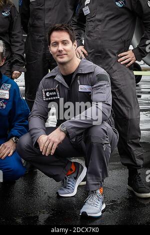 L'astronaute Thomas Pesquet fera bientôt partie des pilotes avec des vols paraboliques à bord de l'A310 Zero-G de la société Novespace. Ces vols, effectués par l'équipe de Novespace, permettent aux scientifiques, mais aussi au grand public, de faire l'expérience de l'apesanteur. À Mérignac, France, le 16 février 2018. Photo de Thibaud Moritz/ABACAPRESS.COM Banque D'Images