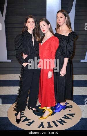 Danielle Haim, Alana Haim, Este Haim participant à la Vanity Fair Oscar Party 2018 organisée par Radhika Jones au Wallis Annenberg Center for the Performing Arts le 4 mars 2018 à Beverly Hills, Los angeles, CA, États-Unis. Photo par DN Photography/ABACAPRESS.COM Banque D'Images