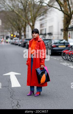 Street style, Maria Bernad arrivant au spectacle Delpozo automne-hiver 2018-2019 qui s'est tenu à RIBA, à Londres, en Angleterre, le 18 février 2018. Photo de Marie-Paola Bertrand-Hillion/ABACAPRESS.COM Banque D'Images