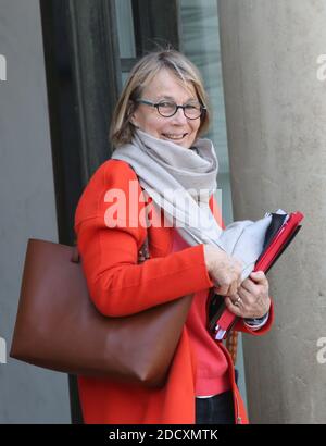 Ministre de la Culture Françoise Nyssen quittant l'Elysée à la suite de la réunion hebdomadaire du cabinet, à Paris, en France, le 21 février 2018. Photo de Somer/ABACAPRESS.COM Banque D'Images