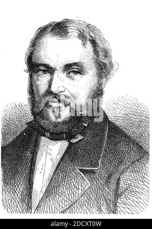 Johann Heinrich Bart, 16 février 1821 – 25 novembre 1865, explorateur allemand de l'Afrique et érudit / Johann Heinrich Barth, 16. Février 1821 - 25. Novembre 1865, deutscher Afrikaforscher und Wissenschaftler, Historisch, historique, numérique reproduction améliorée d'un original du 19ème siècle / digitale Reproduktion einer Originalvorlage aus dem 19. Jahrhundert, Banque D'Images