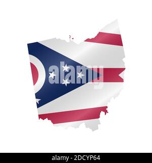 Carte détaillée du drapeau de l'Ohio. Carte avec drapeau masqué. Banque D'Images