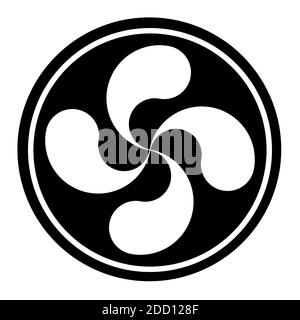 Symbole de la croix de Lauburu ou basque dans un cercle noir Banque D'Images