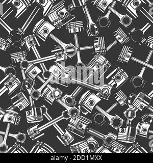 Motif sans couture avec pistons d'automobiles de style monochrome. Élément de conception pour affiche, carte, bannière. Illustration vectorielle Illustration de Vecteur